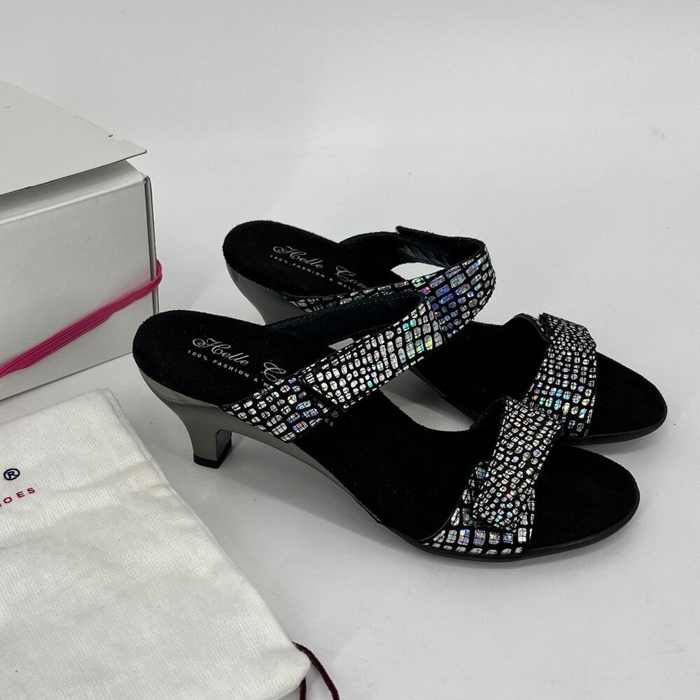 Helle Comfort Bonita Cristal Sandal EU 38 US 7.5-8 Black Metallic Iridescent NEW
